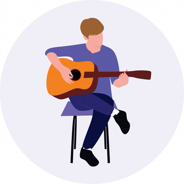 How to hold a guitar while sitting