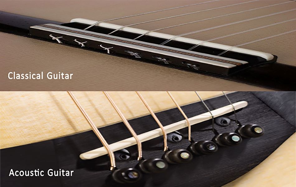 Acoustic vs. Classical guitar bridge
