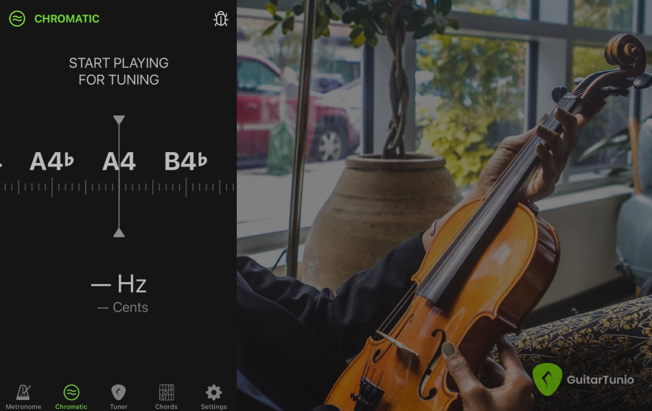 Tune a violin using the Chromatic tuner