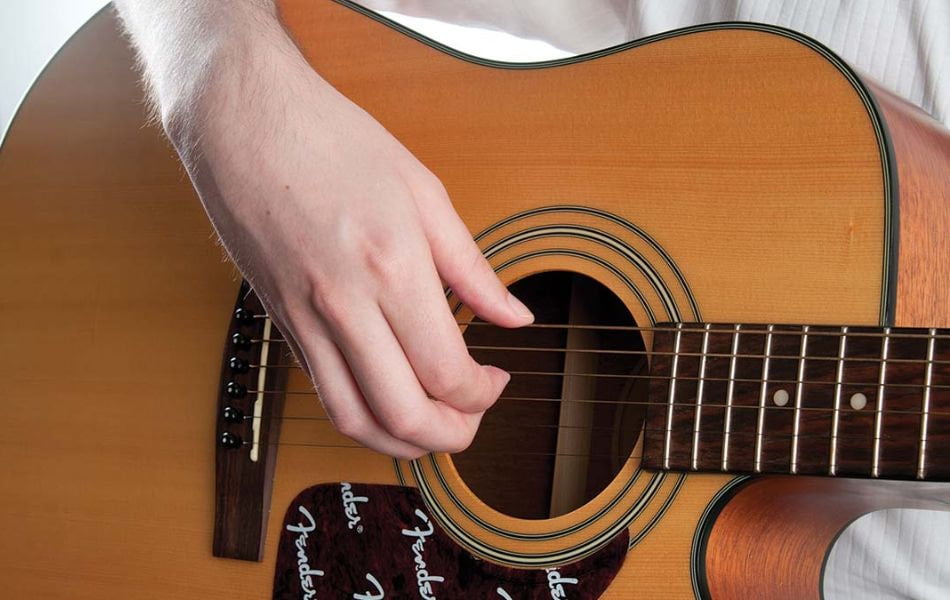 What is Plucking a guitar?