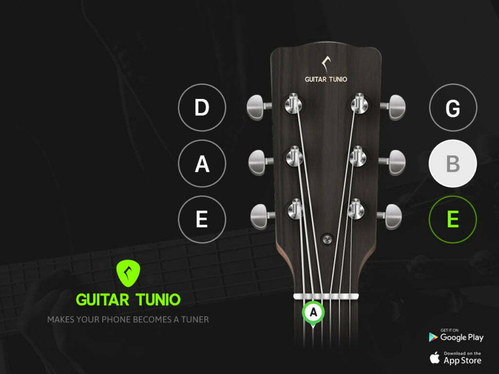 Tuning guitar by Guitar Tunio app