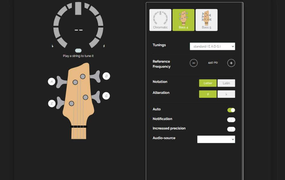 New web for tuning bass guitar
