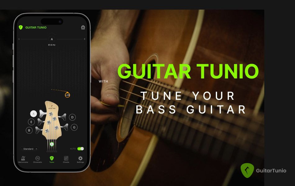 Guitar Tunio app for tuning bass guitar